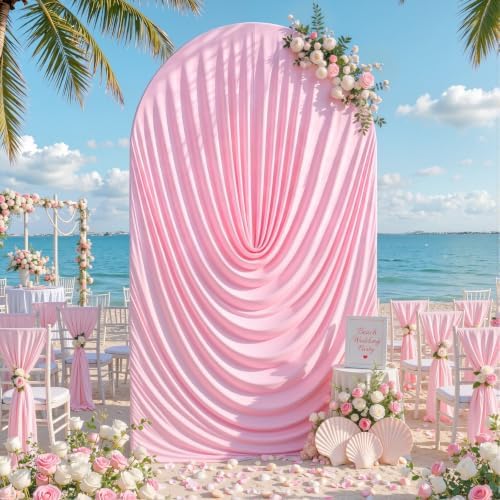 Pink Draped Arch Cover, 6.6FT Elegant Wedding Arch Backdrop Cover in 6.6FT in Pink, alternate view 3