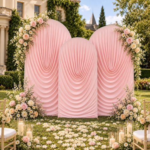 Pink Draped Arch Cover, 6FT, 6.6FT & 7.2FT Ruched Ripple Arch Covers