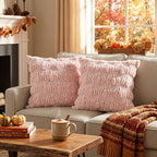 Pink Fall Pumpkin Throw Pillow Covers 16x16 Inch in 16x16 Inch, alternate view 2