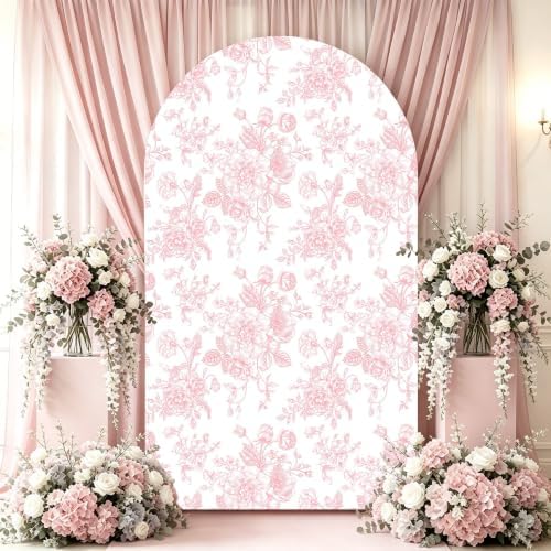 Pink Flower Arch Backdrop Cover Stretch Fabric Cover Fits Arch Backdrop Stand, Stand for Wedding, Birthday