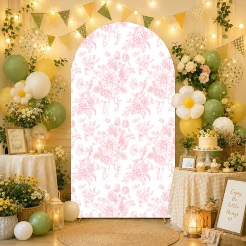 Pink Flower Arch Backdrop Cover Stretch Fabric Cover Fits Arch Backdrop Stand, Stand for Wedding, Birthday, alternate view 5