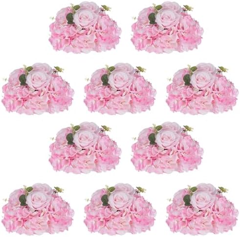 Pink Flower Centerpieces for Tables: 10 Pcs Artificial Rose Ball in Pink