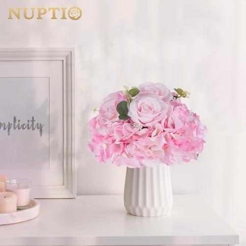 Pink Flower Centerpieces for Tables: 10 Pcs Artificial Rose Ball in Pink, alternate view 5