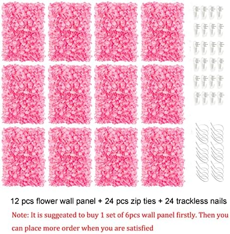 Pink Flower Wall Panel Backdrop Decor, 12 Pcs, 24 x 16 Inch in 24 x 16 Inch, alternate view 6