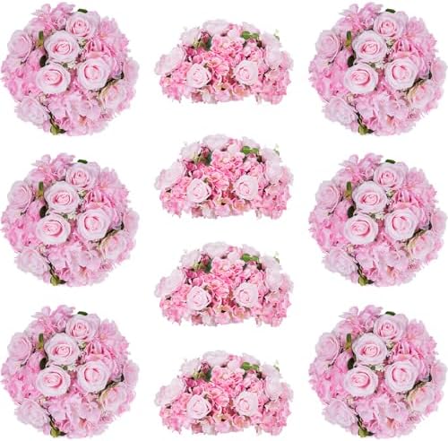 Pink Flowers Balls for Centerpieces: 15.7in Diam, 10 Pcs in Pink