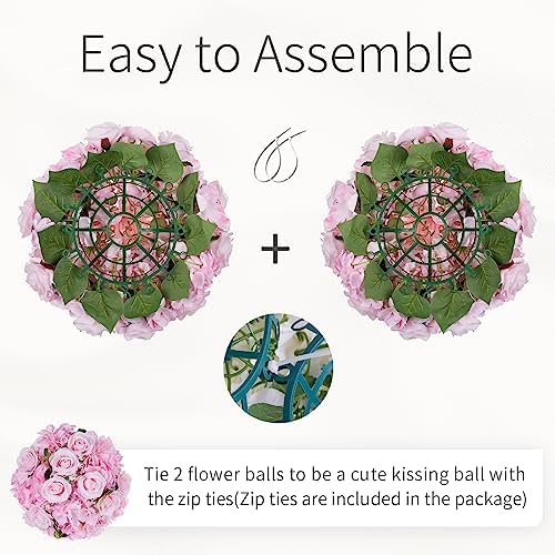 Pink Flowers Balls for Centerpieces: 15.7in Diam, 10 Pcs in Pink, alternate view 7