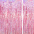 Pink Foil Fringe Backdrop Curtains, 3.3x6.6ft, 3pcs in 3.3x6.6ft