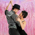 Pink Foil Fringe Backdrop Curtains, 3.3x6.6ft, 3pcs in 3.3x6.6ft, alternate view 7