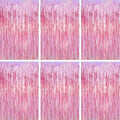 Pink Foil Fringe Backdrop Curtains, 3.3x6.6ft, 6pcs in 3.3x6.6ft