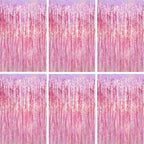 Pink Foil Fringe Backdrop Curtains, 3.3x6.6ft, 6pcs in 3.3x6.6ft