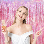 Pink Foil Fringe Backdrop Curtains, 3.3x6.6ft, 6pcs in 3.3x6.6ft, alternate view 5
