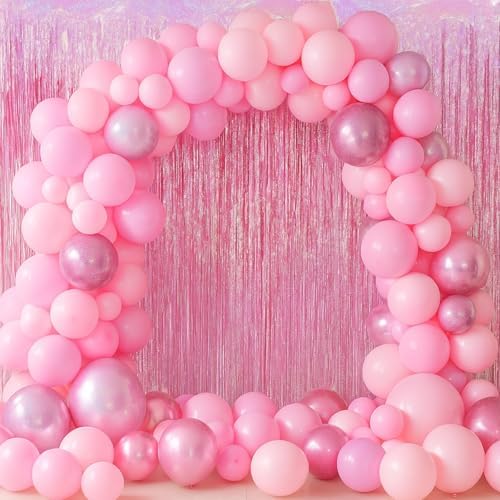 Pink Foil Fringe Backdrop Curtains, 3.3x6.6ft, 6pcs in 3.3x6.6ft, alternate view 7