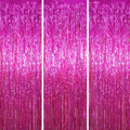 Pink Foil Fringe Backdrop Curtains, 3.3x8.2ft, 3 Pack in 3.3x8.2ft