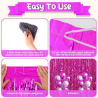 Pink Foil Fringe Backdrop Curtains, 3.3x8.2ft, 3 Pack in 3.3x8.2ft, alternate view 5