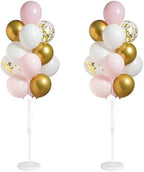 Pink Gold Balloon Column Stand Kit with Base, Pole for Floor&Table in 2 Count (Pack of 1) in Gold Pink