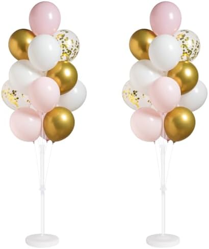 Pink Gold Balloon Column Stand Kit with Base, Pole for Floor&Table in 2 Count (Pack of 1) in Gold Pink