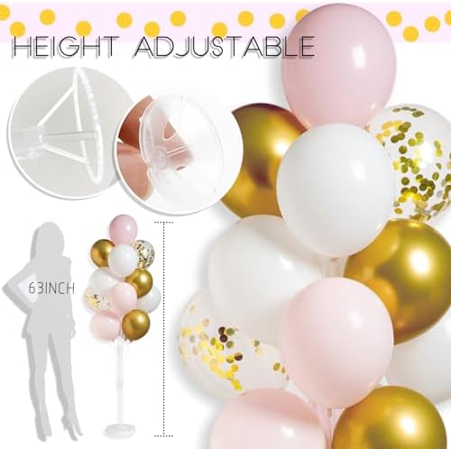 Pink Gold Balloon Column Stand Kit with Base, Pole for Floor&Table in 2 Count (Pack of 1) in Gold Pink, alternate view 4