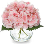 Pink Hydrangea Artificial Flowers in Vase Medium 7inch Silk Fake Hydrangeas Flowers Arrangements with Medium
