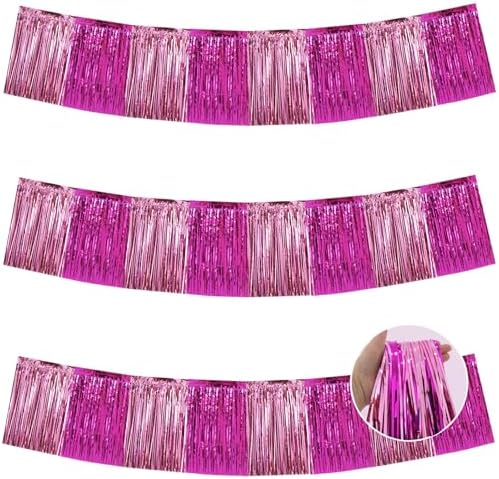 Pink Mix Fringe Garland Banner 30ft Wall Tinsel Foil Streamers in Pink Mix