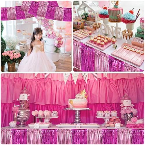 Pink Mix Fringe Garland Banner 30ft Wall Tinsel Foil Streamers in Pink Mix, alternate view 4