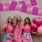 Pink Mix Fringe Garland Banner 30ft Wall Tinsel Foil Streamers in Pink Mix, alternate view 5