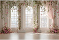 Pink Palace Backdrops 9x6ft White and Pink Windowsills Botanical Background Princess Birthday Party Banner