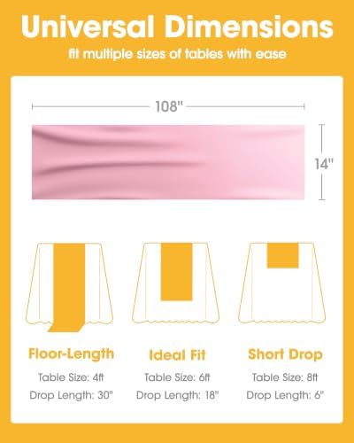 Pink Plastic Table Runner Party Decorations, Disposable, 4 Pack, alternate view 2
