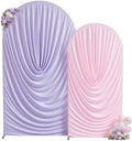 Pink Purple Draped Arch Backdrop Covers 7.2 and 6 FT, Lavender Draped Arch Cover Stretchy Backdrop Set of 2 for