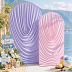 Pink Purple Draped Arch Backdrop Covers 7.2 and 6 FT, Lavender Draped Arch Cover Stretchy Backdrop Set of 2 for, alternate