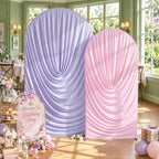 Pink Purple Draped Arch Backdrop Covers 7.2 and 6 FT, Lavender Draped Arch Cover Stretchy Backdrop Set of 2 for, alternate