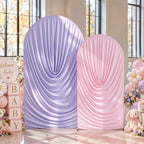 Pink Purple Draped Arch Backdrop Covers 7.2 and 6 FT, Lavender Draped Arch Cover Stretchy Backdrop Set of 2 for, alternate