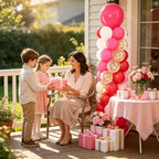 Pink Red Balloons Column 2 Sets Valentines Balloon Tower, alternate view 2