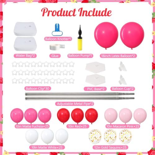 Pink Red Balloons Column 2 Sets Valentines Balloon Tower, alternate view 3