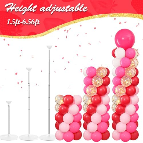 Pink Red Balloons Column 2 Sets Valentines Balloon Tower, alternate view 4