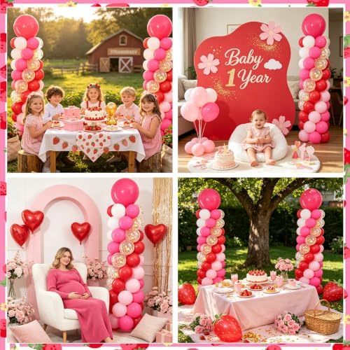 Pink Red Balloons Column 2 Sets Valentines Balloon Tower, alternate view 7