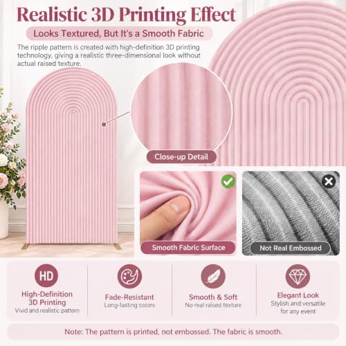 Pink Ripples Pattern Arch Backdrop Cover for Birthday Party Wedding Baby Shower Decorations Chiara Backdrops, alternate view