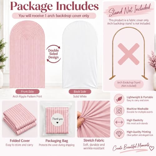 Pink Ripples Pattern Arch Backdrop Cover for Birthday Party Wedding Baby Shower Decorations Chiara Backdrops, alternate view