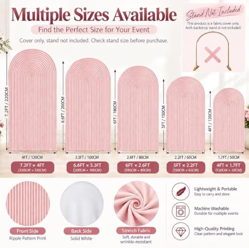 Pink Ripples Pattern Arch Backdrop Cover for Birthday Party Wedding Baby Shower Decorations Chiara Backdrops, alternate view