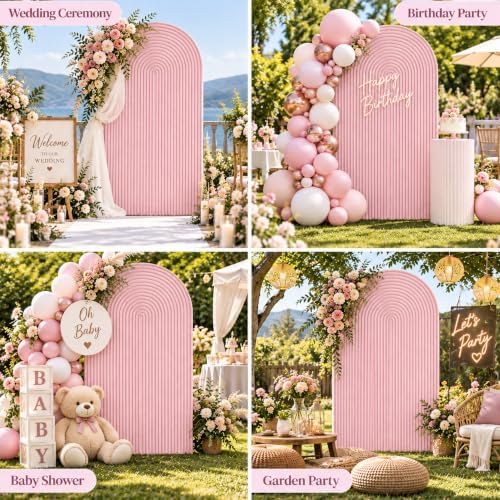 Pink Ripples Pattern Arch Backdrop Cover for Birthday Party Wedding Baby Shower Decorations Chiara Backdrops, alternate view