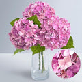 Pink Rose Red Hydrangea Artificial Flowers, Faux Hydrangea Flowers Outdoors, 21in Real Touch Latex Faux