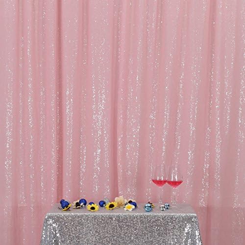 Pink Sequin Backdrop, 10Ft x 10Ft Glitter Photography Background Curtains for Party Baby Shower Wedding Birthday