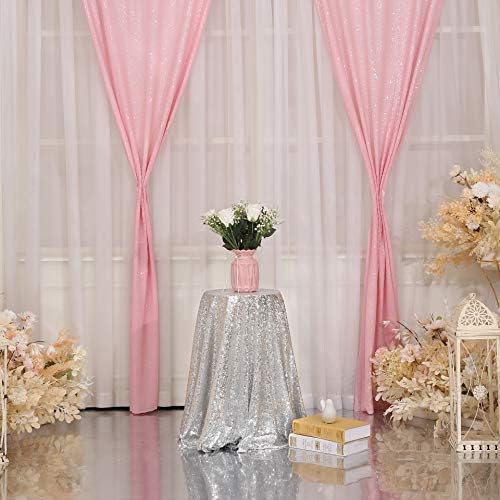 Pink Sequin Backdrop Curtain, 2 Panels 2Ft x 8Ft Glitter Photography Background for Party Baby Shower Wedding, alternate view