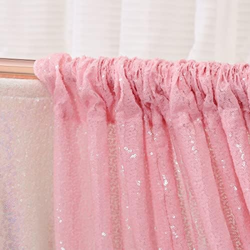 Pink Sequin Backdrop Curtain, 2 Panels 2Ft x 8Ft Glitter Photography Background for Party Baby Shower Wedding, alternate view