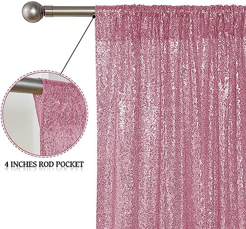Pink Sequin Backdrop Curtain 4FTx8FT Glitter Pink Background Drapes Sparkle Photography Backdrop for Party, alternate view 4