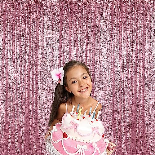 Pink Sequin Backdrop Curtain 4FTx8FT Glitter Pink Background Drapes Sparkle Photography Backdrop for Party, alternate view 7
