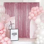 Pink Sequin Backdrop Curtain 4FTx8FT Glitter Pink Background Drapes Sparkle Photography Backdrop for Party, alternate view 2