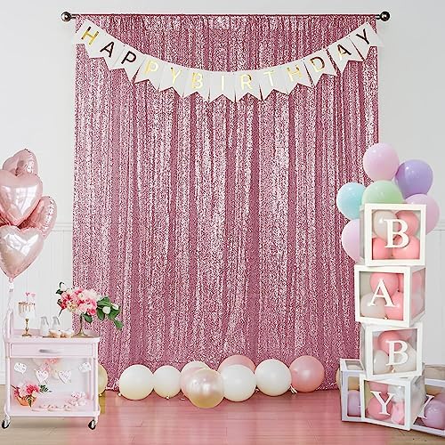 Pink Sequin Backdrop Curtain 4FTx8FT Glitter Pink Background Drapes Sparkle Photography Backdrop for Party, alternate view 3