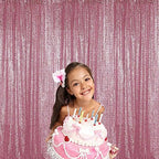 Pink Sequin Backdrop Curtain 4FTx8FT Glitter Pink Background Drapes Sparkle Photography Backdrop for Party, alternate view 7
