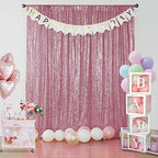 Pink Sequin Backdrop Curtain 6 Panels 2FTx8FT Glitter Pink Background Drapes Sparkle Photography Backdrop for, alternate view