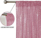 Pink Sequin Backdrop Curtain 6 Panels 2FTx8FT Glitter Pink Background Drapes Sparkle Photography Backdrop for, alternate view